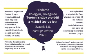 Hledáme kolegyni / kolegu do Terénní služby pro děti a mládež (10—26 let)